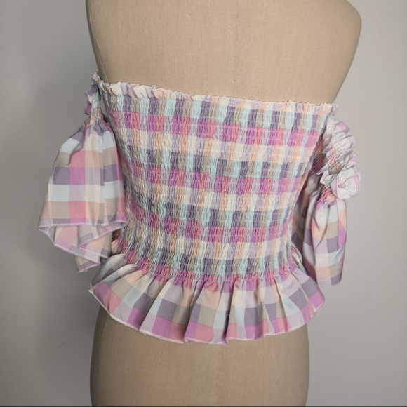 Shein shirred peplum pastel top - Picture 7 of 10